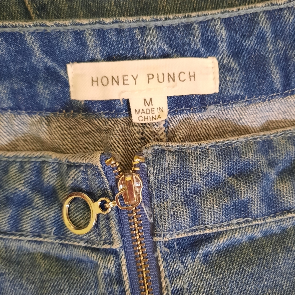 Vintage cotton honey punch embroidery denim mini skirt medium 27 *W - Picture 3 of 5